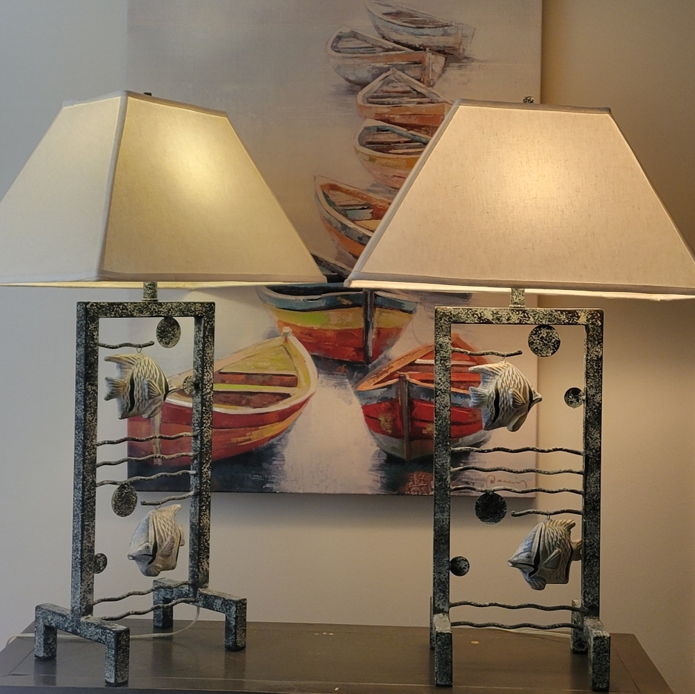 Pair-Postmodern Wavy Table Lamps